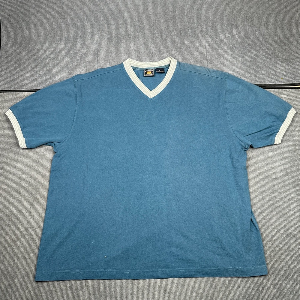 Route 66 Mens Blue V-Neck Ringer T-Shirt Short Sleeve Cotton Size 2X Y2k